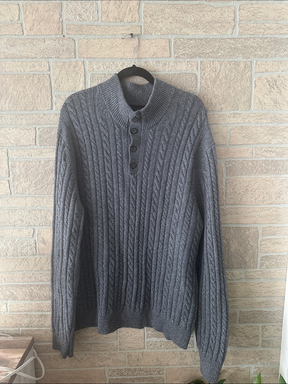 The Men's Store Bloomingdale's Mens Sweater Half-Button Cable Knit Pullover